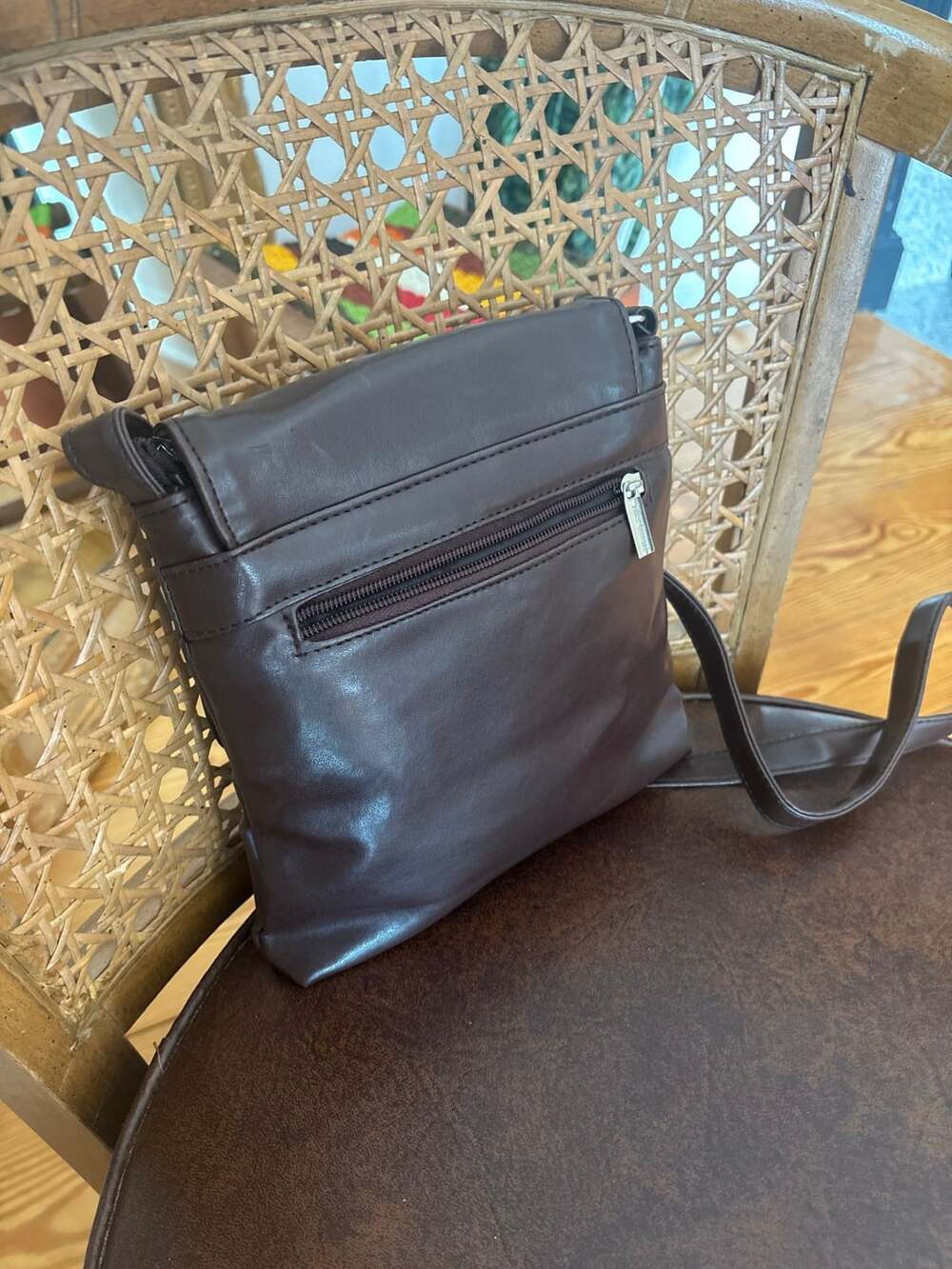 Mick-Chwood Paris Brown Leather Crossbody Flap Bag - Picture 6 of 14